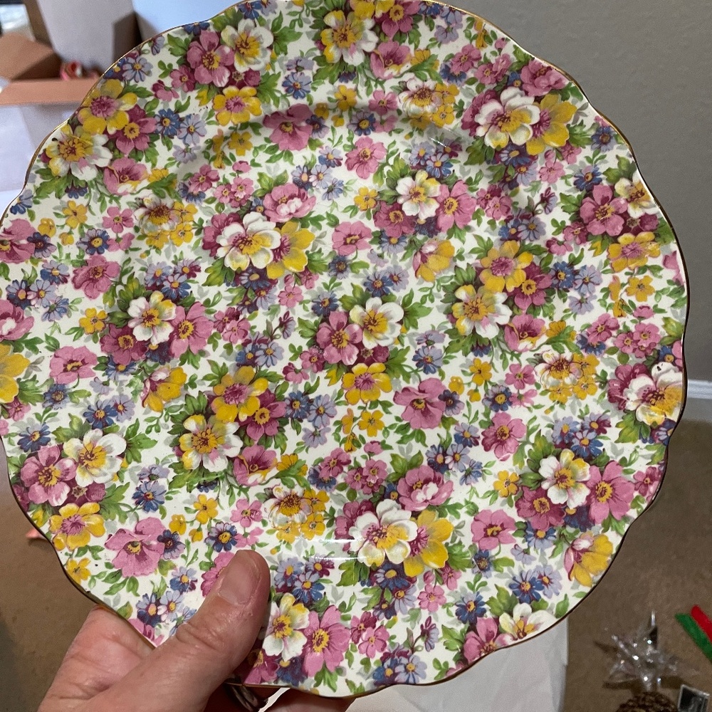 Vintage Chintz Plate in England James Kent Chintz “Du Barry” Floral Plate